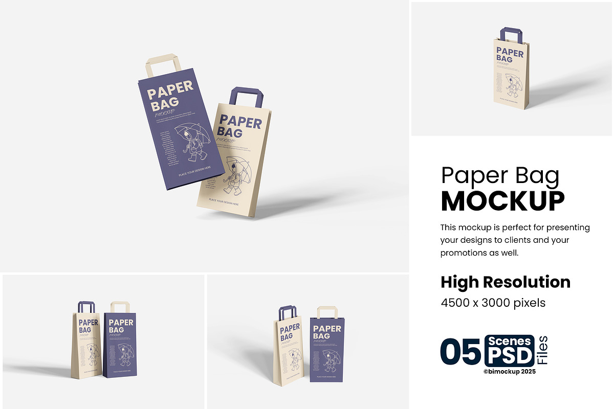 Paper Bag Mockup, a Product Mockup by bimockup (Photo 1 of 6)