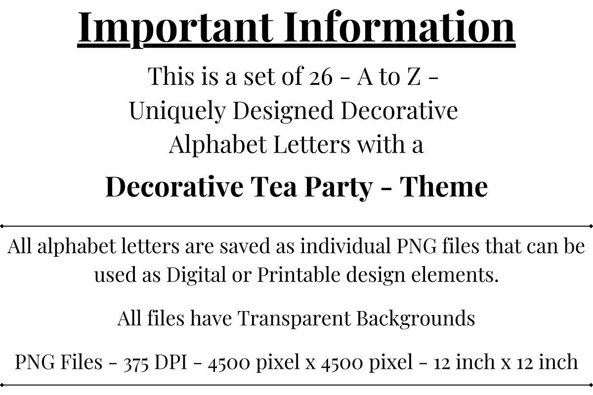 Tea Party Alphabet Letters, a Decorative Illustration by Creative Art By SamM (Photo 2 of 10)