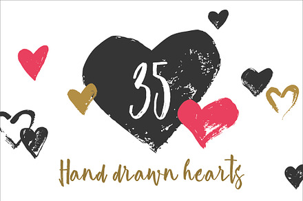 Hand drawn grunge hearts