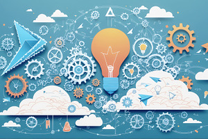 Gears, Lightbulbs, and Paper Airplan, an Abstract Photo by Perpis