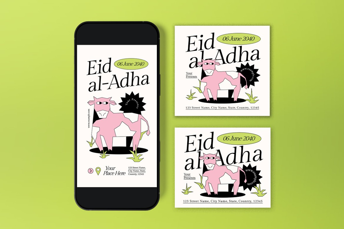 Green Eid al-Adha Flyer Set, a Flyer Template by graphicook (Photo 6 of 6)