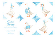 Cute geese watercolor clipart., an Illustration by SabinaWatercolorArt (Thumbnail 4 of 6)