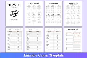 Editable Travel Planner Bundle Canva