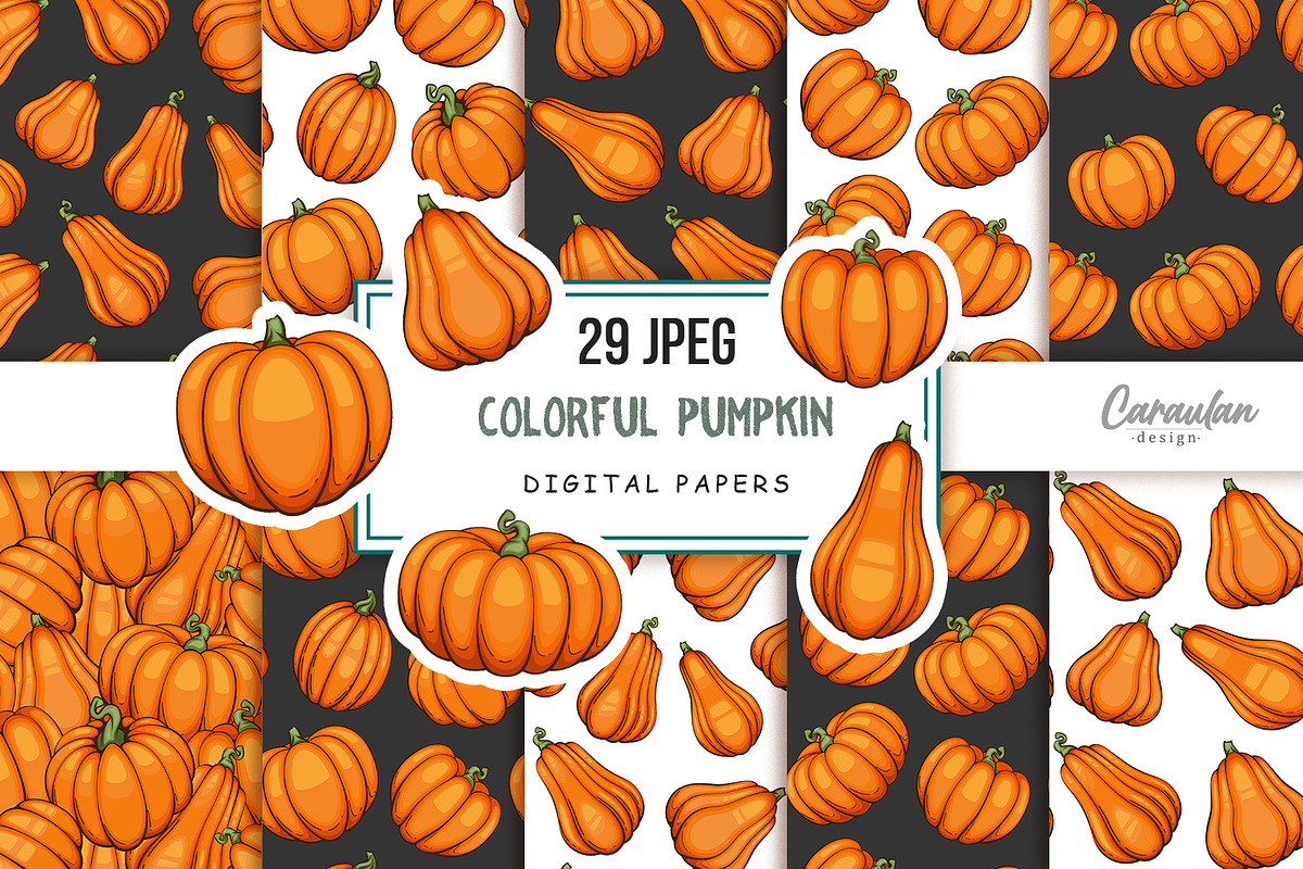 Thanksgiving Pumpkins Patterns, a Pattern Graphic by Serghei Caraulan (Photo 1 of 9)