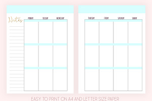 Weekly Planner Inserts Blue 7x9.25