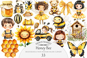 Honey Bee Watercolor Clipart, an Illustration by Design Market (Thumbnail 1 of 4)