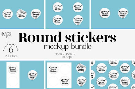 Round Sticker mockup bundle