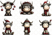 Christmas Highland Cow Clipart, an Illustration by Black Bird Studio (Thumbnail 2 of 6)