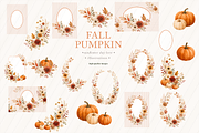 Pumpkin Floral Pampas Grass Clipart, a Seasonal Illustration by Sunflower Day Love (Thumbnail 4 of 6)