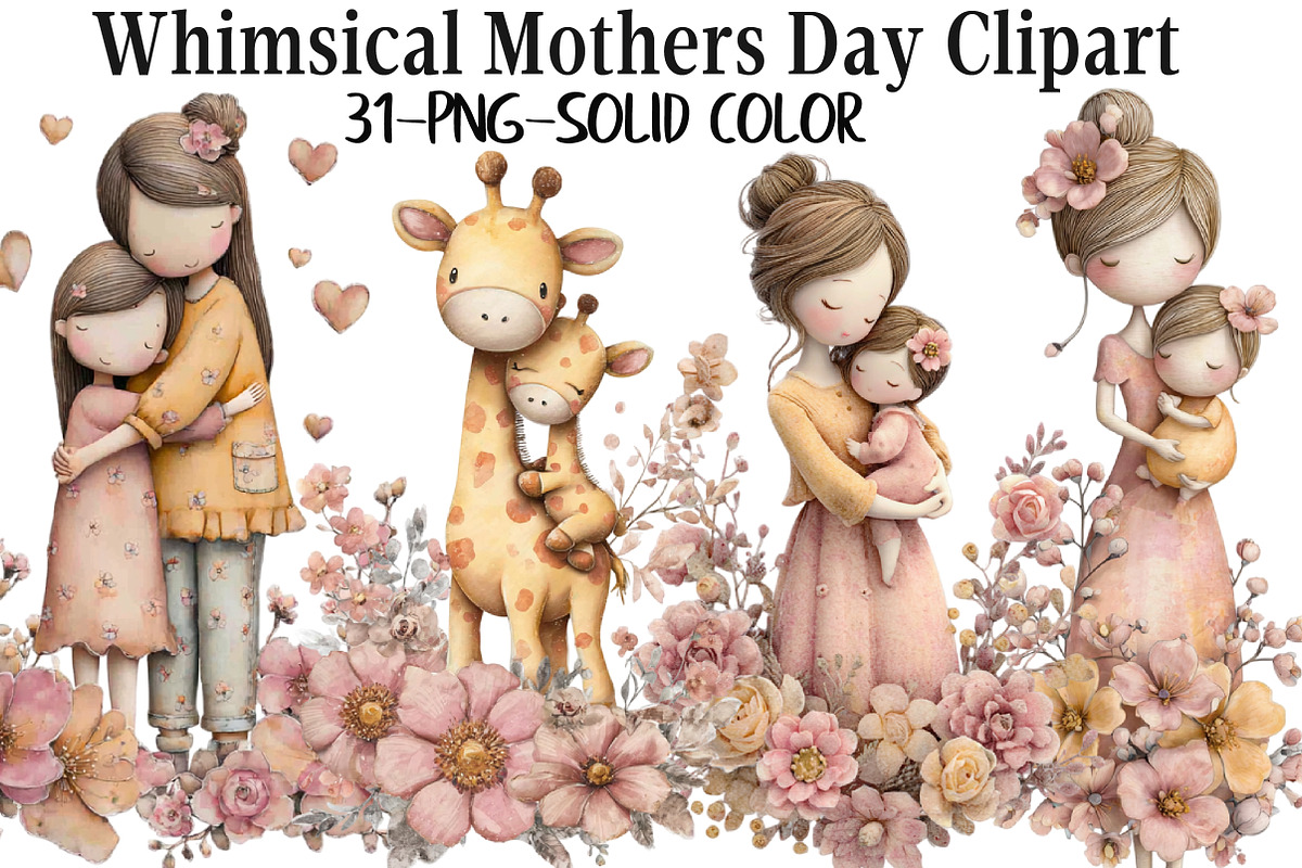 whimsical mothers day clipart, an Animal Illustration by GatewayDesign (Photo 1 of 7)