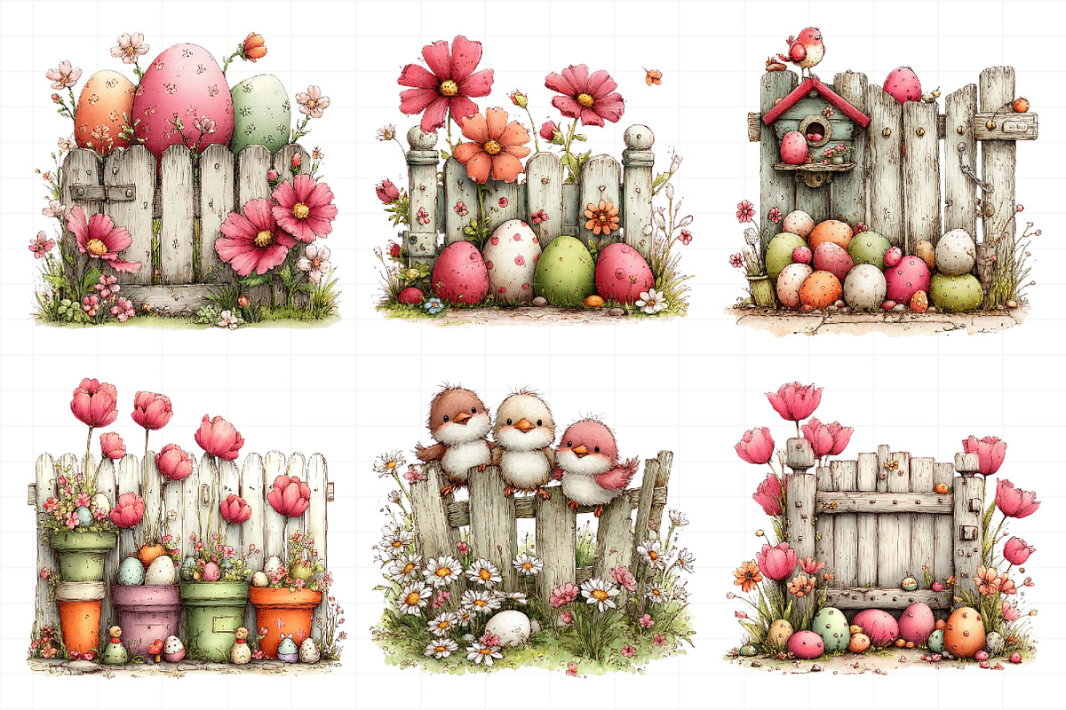 Whimsical Easter Eggs Fence Clipart, an Illustration by Daily.Designs (Photo 4 of 7)