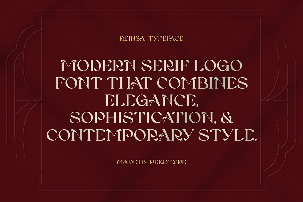 Reinsa - Elegant Modern Logo Font, a Sans Serif Font by Pekotype (Photo 2 of 15)