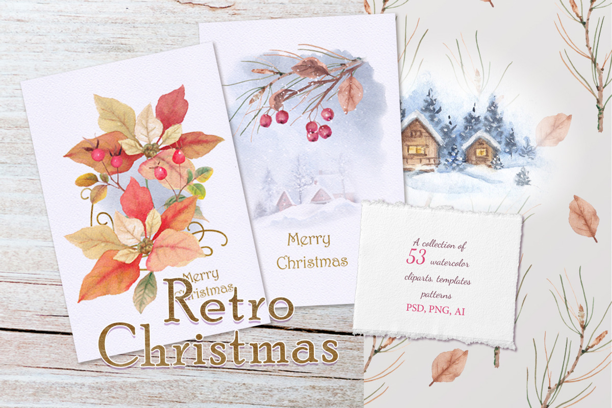 Retro Christmas, a Decorative Illustration by oKOLOstyle (Photo 1 of 8)