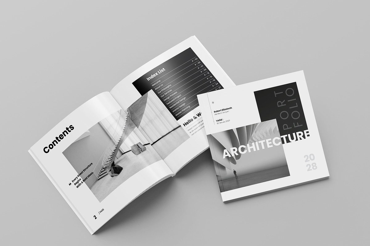 Square Architecture Portfolio Design, a Brochure Template by Spark_Creative (Photo 3 of 14)