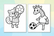 Animals Soccer Coloring Pages, an Animal Illustration by Inkivelle Studio (Thumbnail 2 of 3)