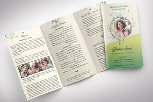 Green Legal Trifold Funeral Program