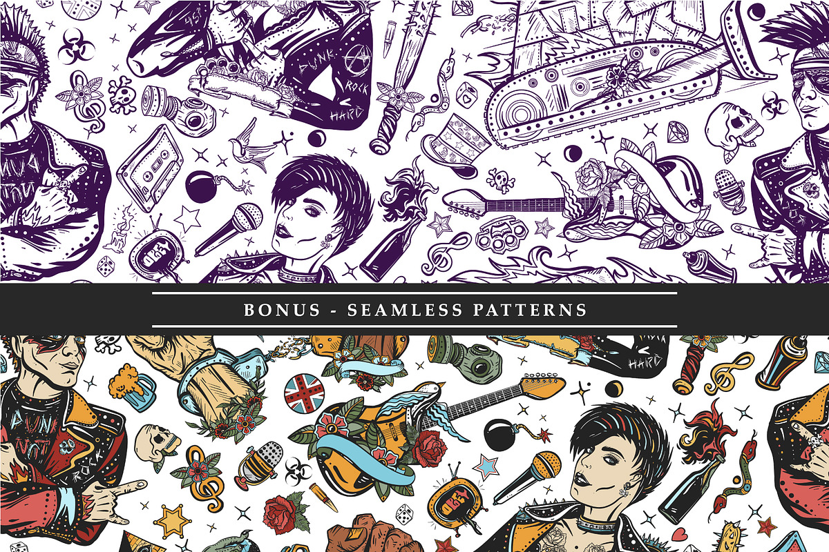 Punks old school tattoo, a Background Graphic by intueri (Photo 5 of 7)