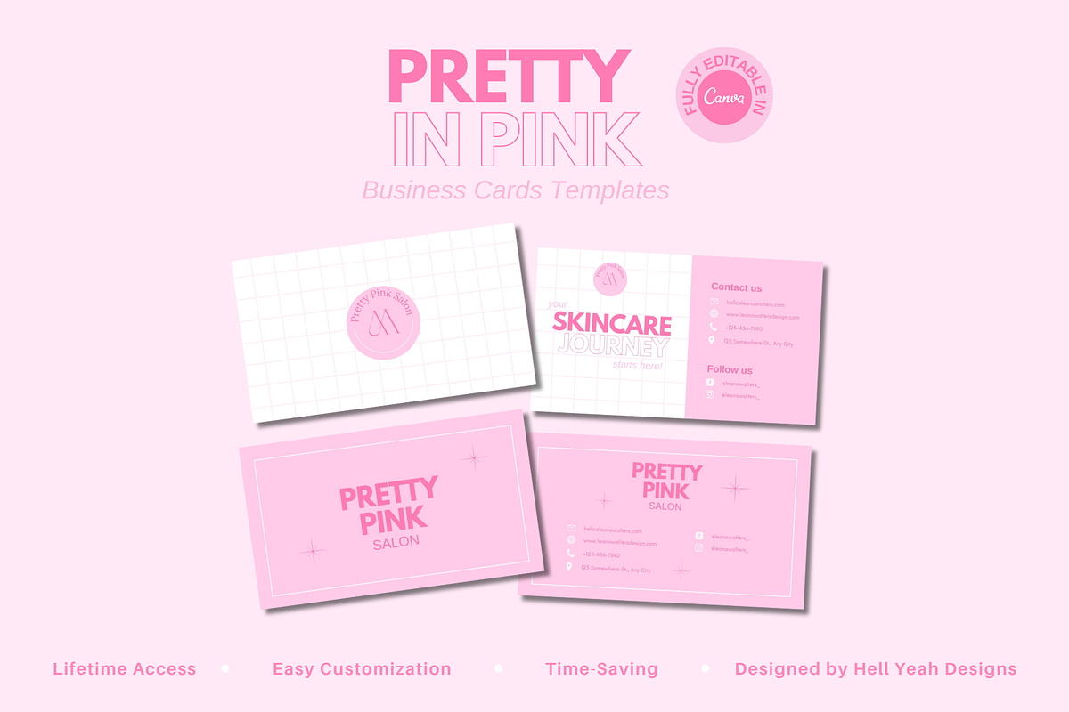Pink Business Cards Templates, a Business Card Template by Hell Yeah Designs (Photo 1 of 5)