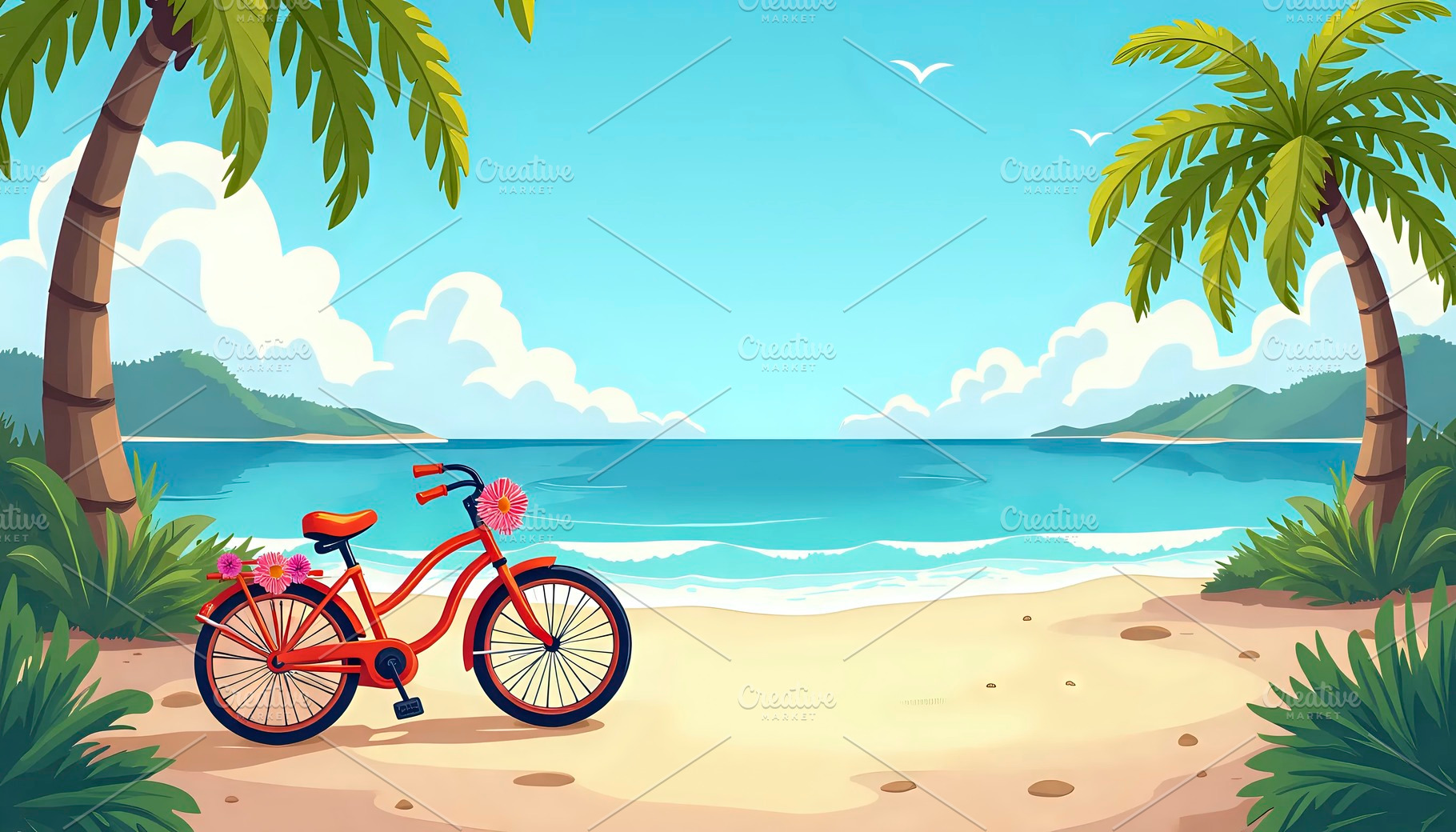 Create a unique summer island flat v, a Photo by LOGOCREATIVE