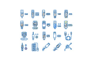 Usb Cable And Port Purchases Icons, an Object Illustration by pikepicture