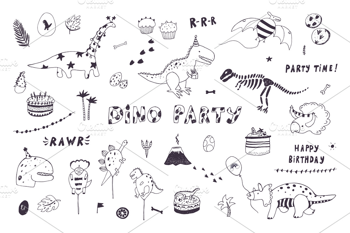 Dinosaur Party, a Pattern Graphic by GooseFrol (Photo 2 of 10)