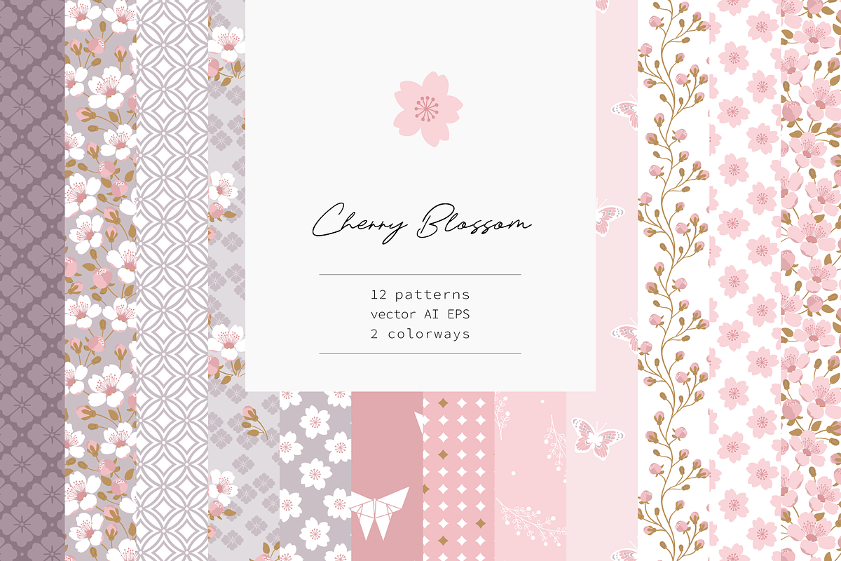 Cherry Blossom Vector Collection, a Pattern Graphic by glasshouse (Photo 1 of 7)