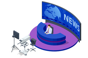 Isometric Newsroom Studio Concept, an Object Illustration by Golden Sikorka