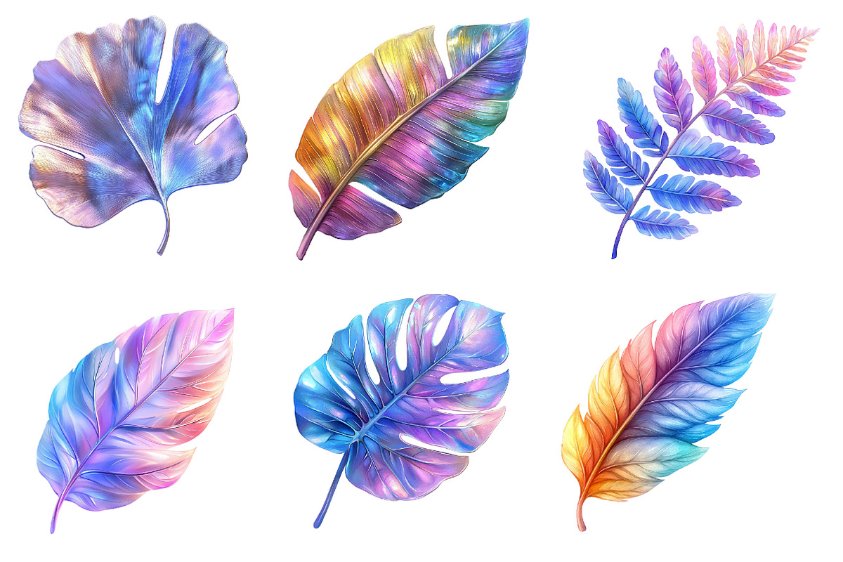 Iridescent Leaves Clipart, an Illustration by Designworld (Photo 3 of 6)