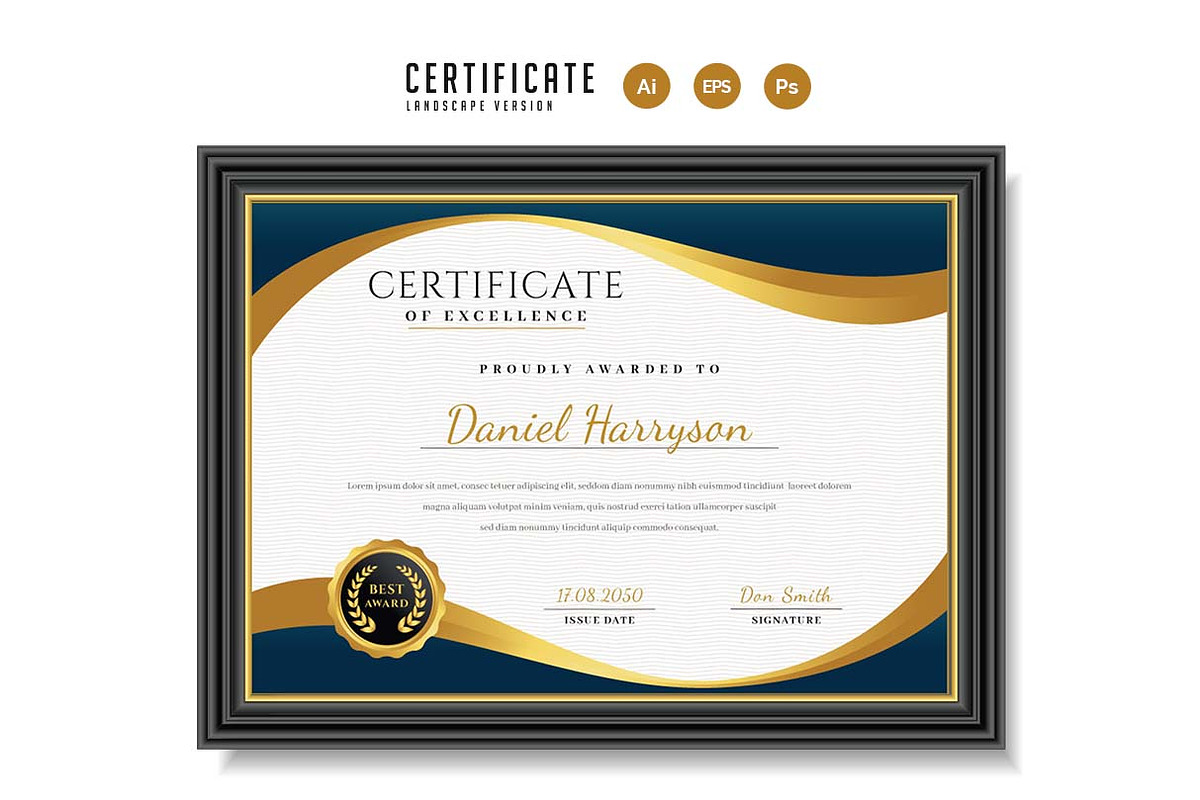 404. Modern Certificate Template, a Stationery Template by CreativeRezwan (Photo 2 of 3)