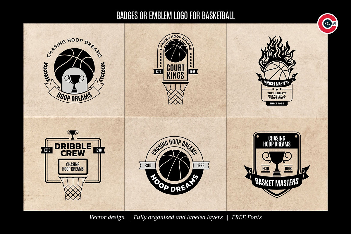 Badges or Emblem Logo for Basketball, a Branding & Logo Template by C-Kav (Photo 1 of 4)