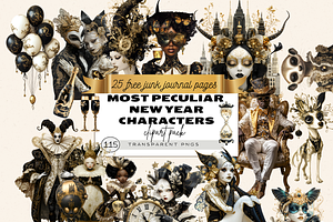 MOST PECULIAR NEW YEAR CLIPART PACK, a Person Illustration by Daring Digies