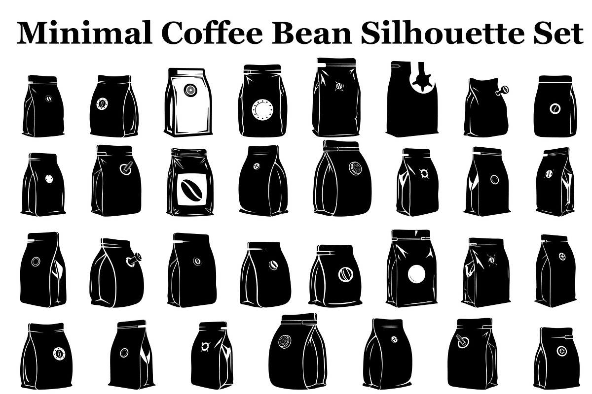 Minimal Coffee Bean Silhouette Set, a Graphic by Designer_Momina (Photo 1 of 5)