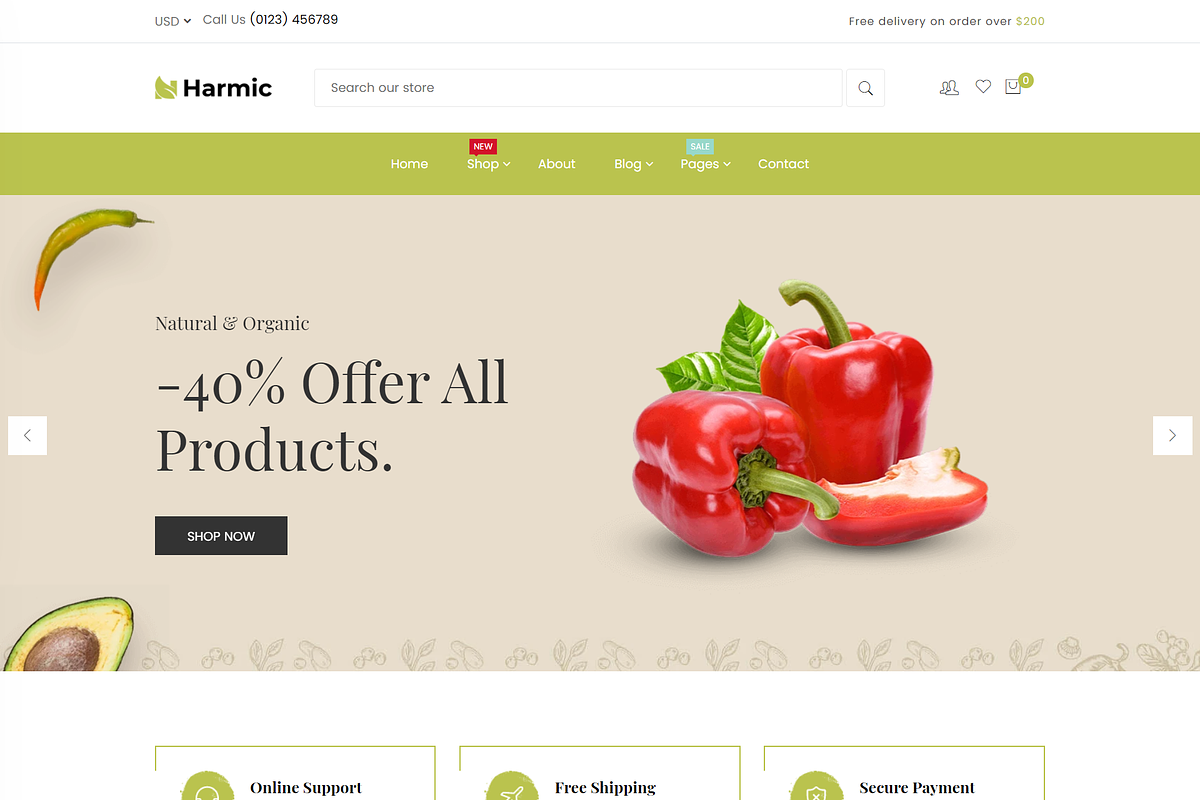 Organic Food Shopify Theme – Harmic, a Shopify Template by HasThemes (Photo 2 of 3)