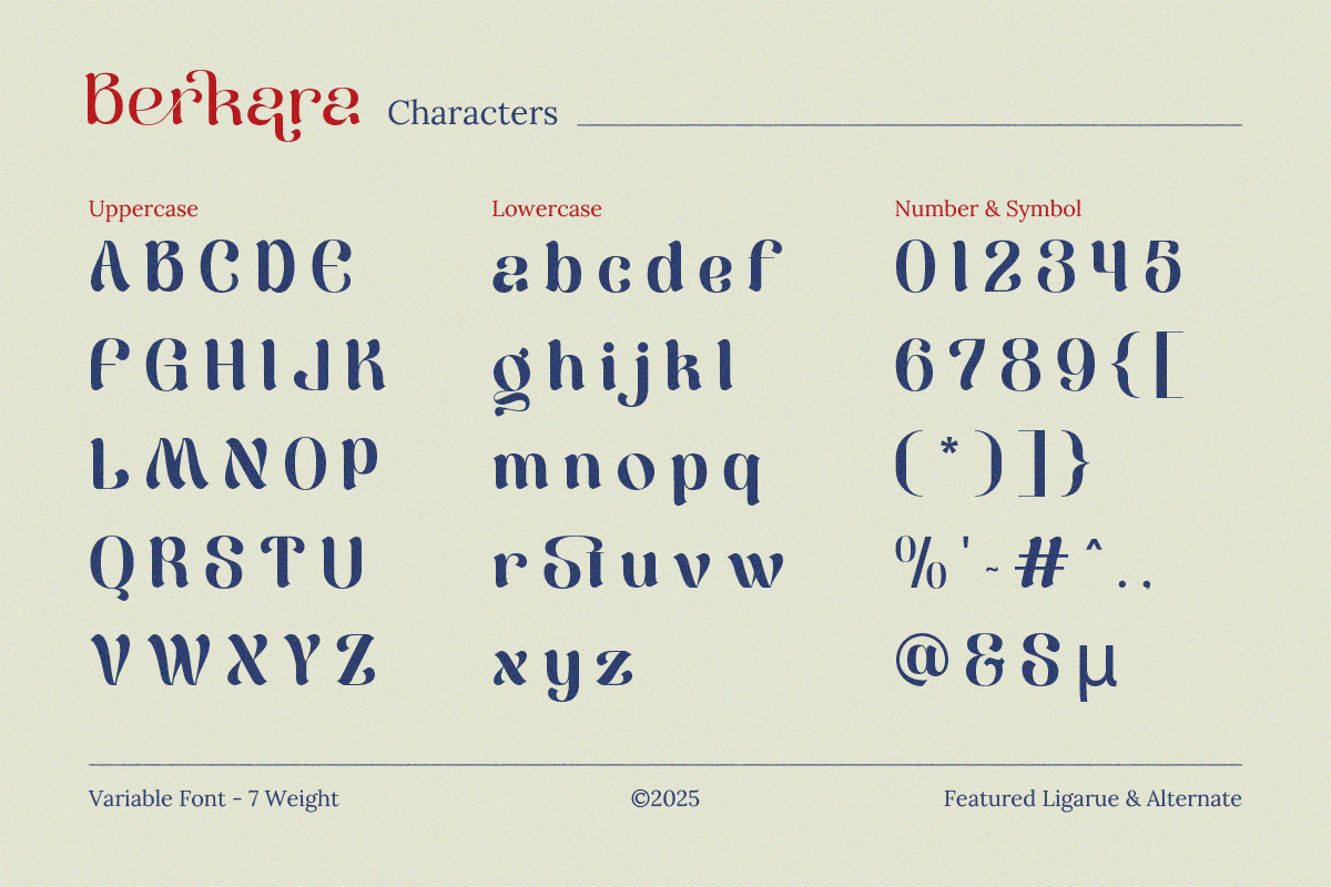 Berkara - Stylish Serif Display, a Serif Font by Pandeka Studio (Photo 9 of 9)