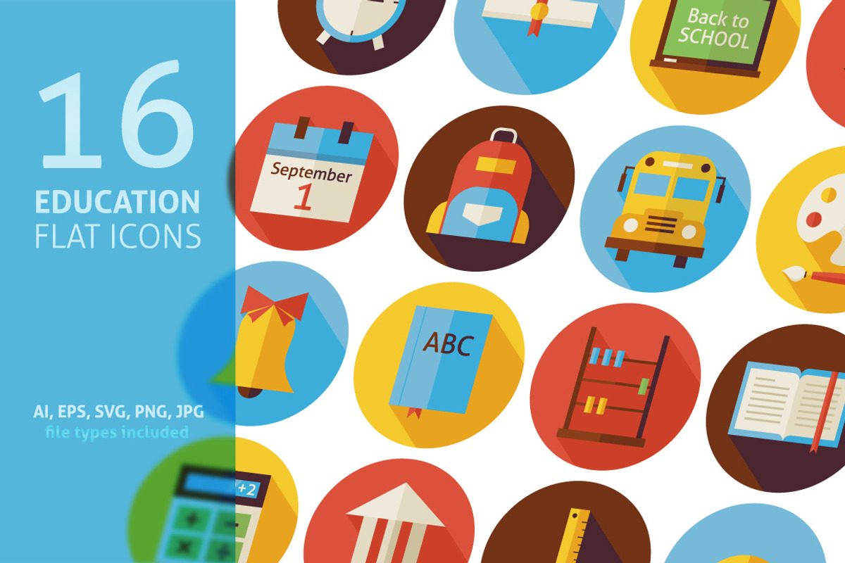 Education School Vector Flat Icons, an Icon by Anna_leni (Photo 1 of 7)
