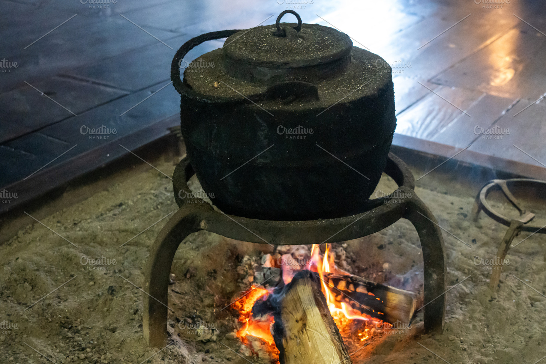 Traditional cooking hearth inside a house in Shirakawa-go, Japan, a Food & Drink Photo by GoodGoods
