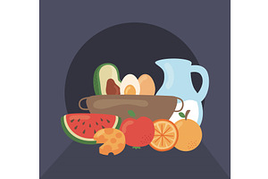 food and utensils scene, a Food Illustration by studiogstock