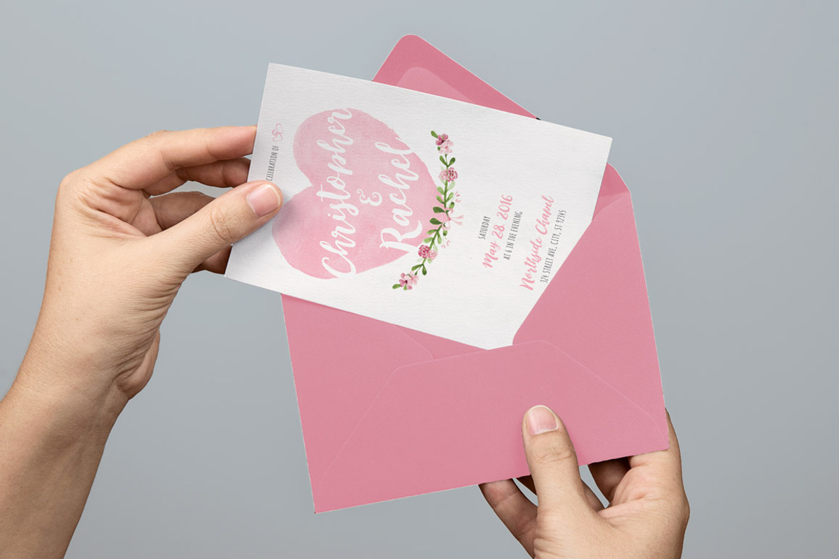 Watercolor Hearts Wedding Invitation, an Invitation Template by ShutterSweets (Photo 4 of 4)