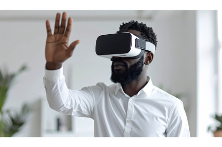 A man using a virtual reality