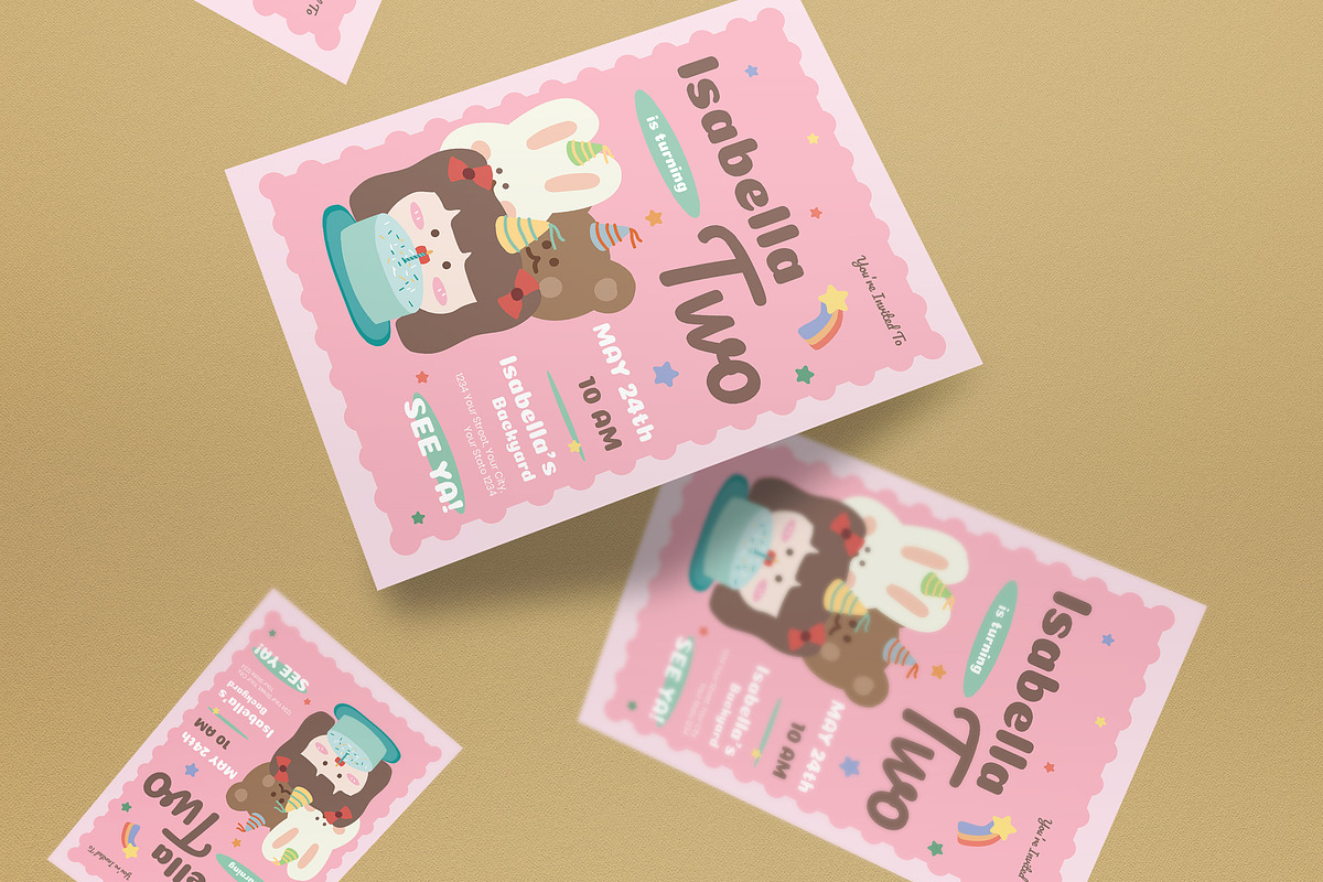 Kids Birthday Invitation, an Invitation Template by graphicook (Photo 3 of 3)