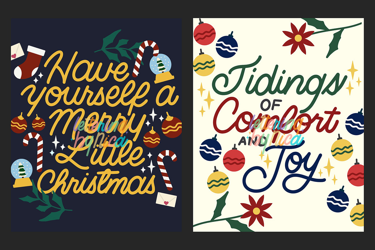 5 Printable Holiday Postcards, a Card Template by letteringbynica (Photo 3 of 4)