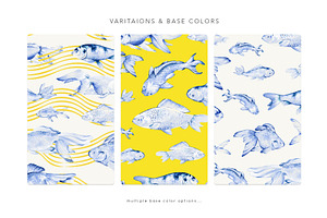 Nautical Fish Watercolour Patterns.