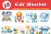 Kids' Weather watercolor JPG white b, a Seasonal Illustration by John_Walker (Thumbnail 3 of 3)