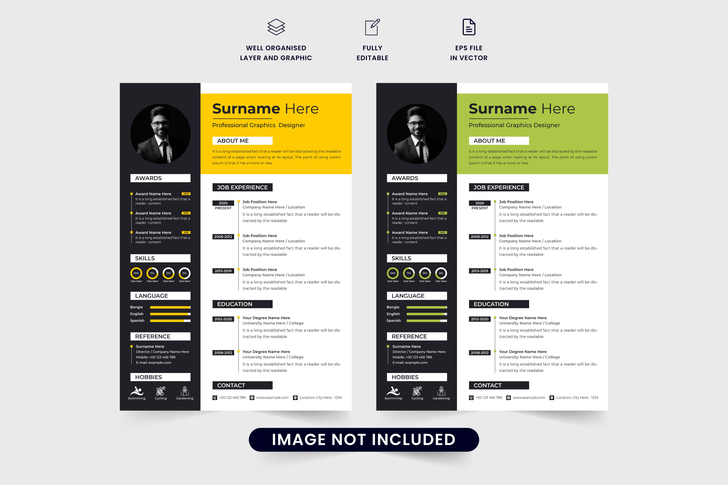 Job application and CV template vector