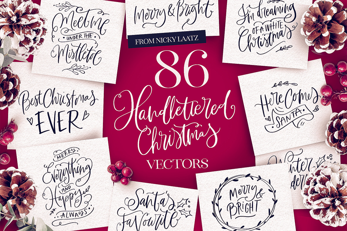 A Handlettered Christmas, a Decorative Illustration by Nicky Laatz (Photo 1 of 18)