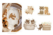 Floral kittens - clipart & patterns, an Animal Illustration by polikarpovaart (Thumbnail 5 of 15)
