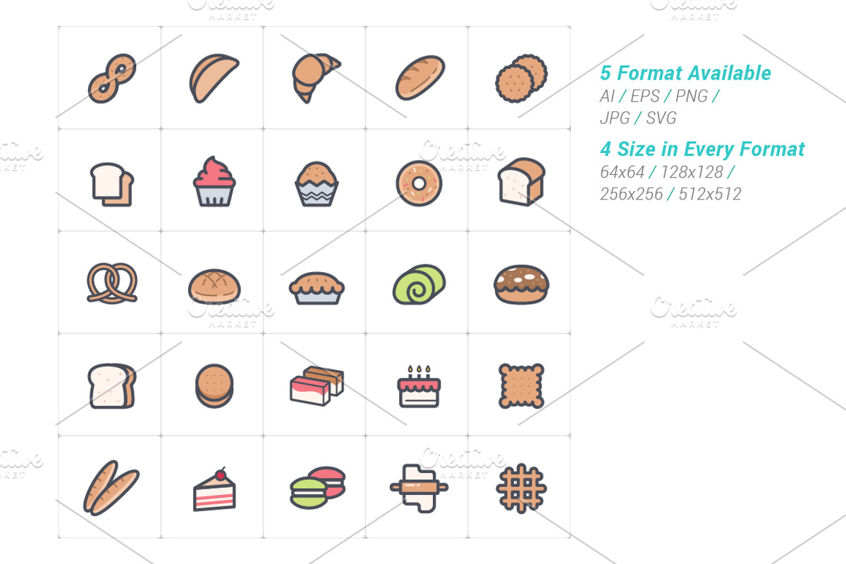 Bakery and Sweet Color Icon, an Icon by WORAKAMON Design Studio (Photo 2 of 3)