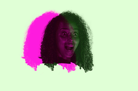 Artwork. Close-up young woman's face, head with colored silhouette, shadow isol, a Person Photo by Volodymyr Melnyk
