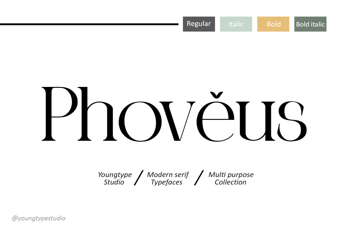 Phoveus, a Serif Font by Youngtype.Std (Photo 1 of 10)