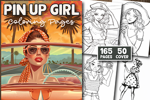 Pin Up Girl Coloring Pages, a Person Illustration by Design Station